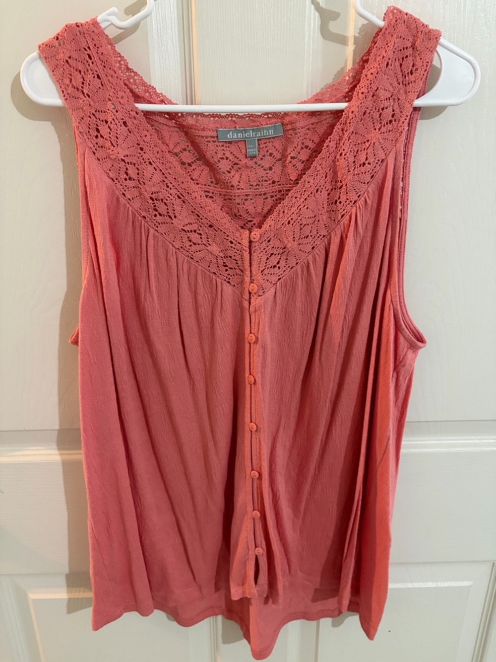SUMMER CLEARANCE — 3 FOR $20! Daniel Rainn Coral Crochet Lace Tank Top XXL Boho